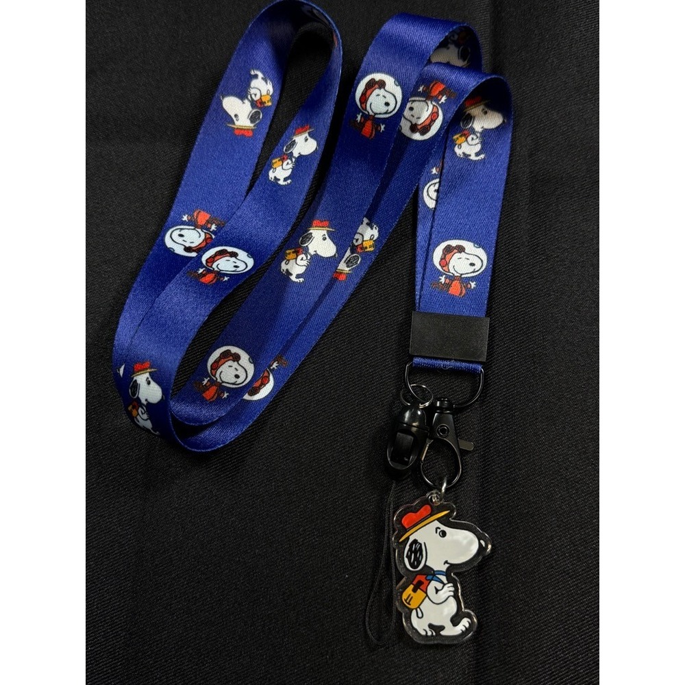 Snoopy Peanuts Blue Lanyard ID Badge Holder Astronaut Scout Charm Keychain